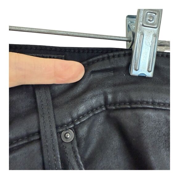 AG Goldschmied Farrah Skinny Ankle Side Lace Pants Sz 28R Black Coated Moto - Picture 6 of 13